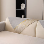 Non-Slip Couch Cover with Gold Trim, Sofa Slipcover for Sectional & Loveseat