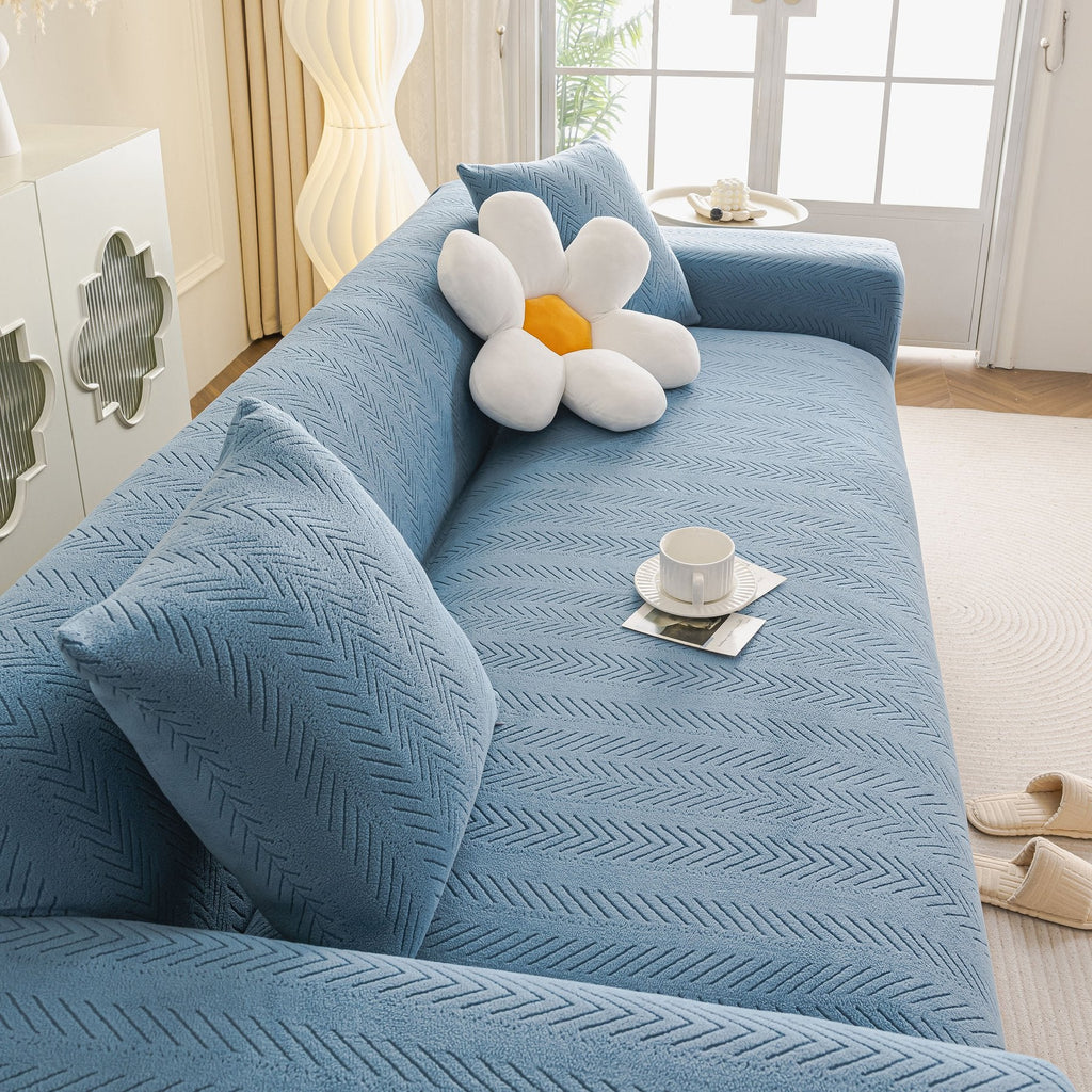 High Stretch Herringbone Textured Slipcover for Standard & L-Shaped Sectional Couches