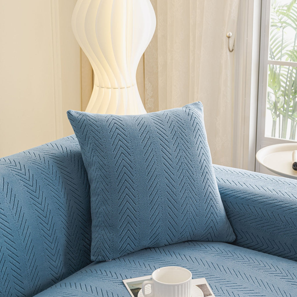 High Stretch Herringbone Textured Slipcover for Standard & L-Shaped Sectional Couches
