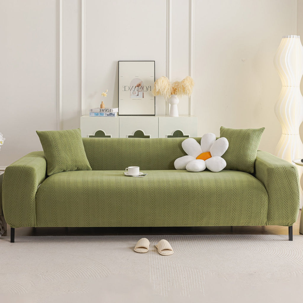 High Stretch Herringbone Textured Slipcover for Standard & L-Shaped Sectional Couches