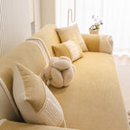 Washable Sofa Throw Pad, Non-Slip Sofa Mat Cozy Couch Slipcover with Soft Furry Trim