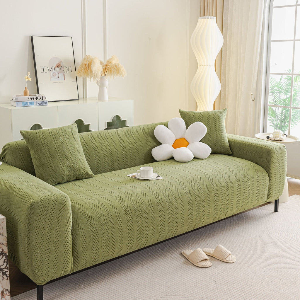 High Stretch Herringbone Textured Slipcover for Standard & L-Shaped Sectional Couches