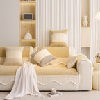 Washable Sofa Throw Pad, Non-Slip Sofa Mat Cozy Couch Slipcover with Soft Furry Trim