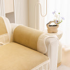 Washable Sofa Throw Pad, Non-Slip Sofa Mat Cozy Couch Slipcover with Soft Furry Trim