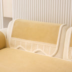 Washable Sofa Throw Pad, Non-Slip Sofa Mat Cozy Couch Slipcover with Soft Furry Trim