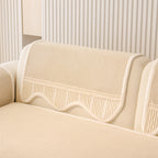 Washable Sofa Throw Pad, Non-Slip Sofa Mat Cozy Couch Slipcover with Soft Furry Trim