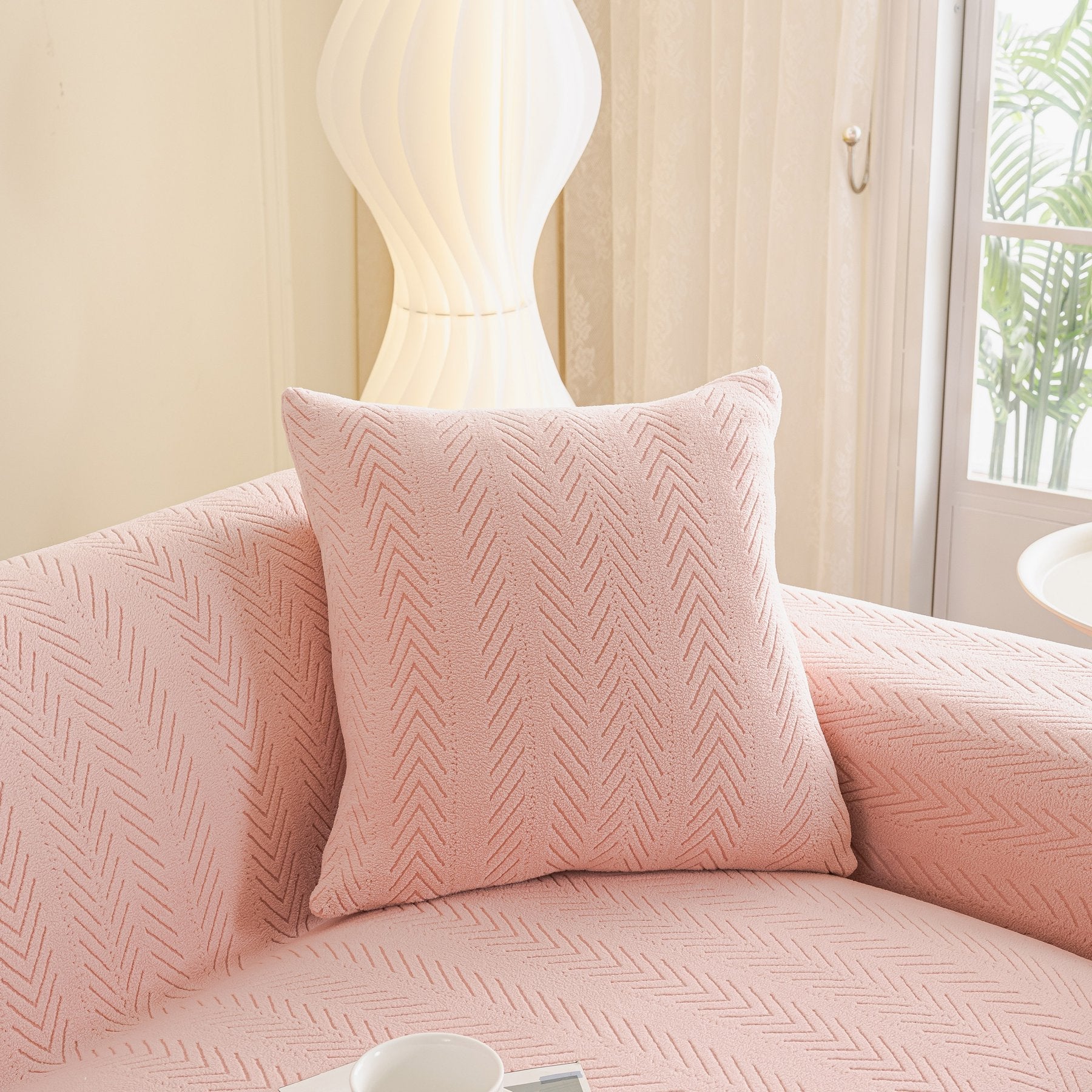 High Stretch Herringbone Textured Slipcover for Standard & L-Shaped Sectional Couches
