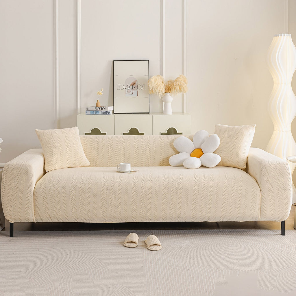 High Stretch Herringbone Textured Slipcover for Standard & L-Shaped Sectional Couches