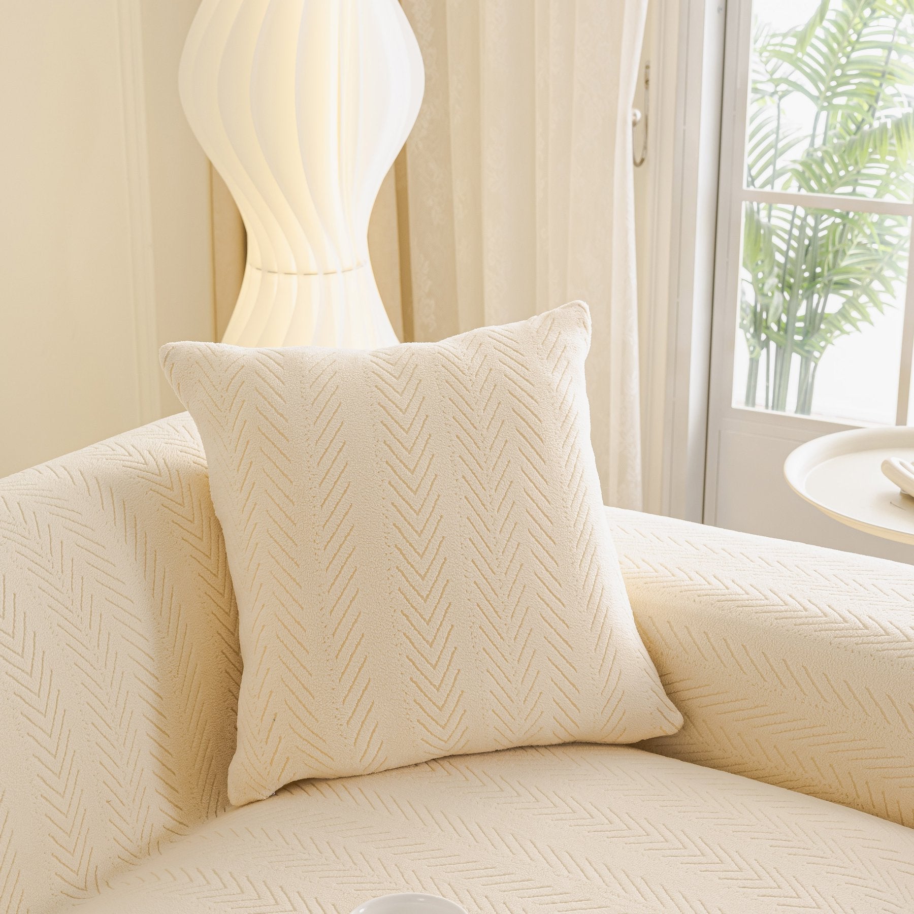 High Stretch Herringbone Textured Slipcover for Standard & L-Shaped Sectional Couches