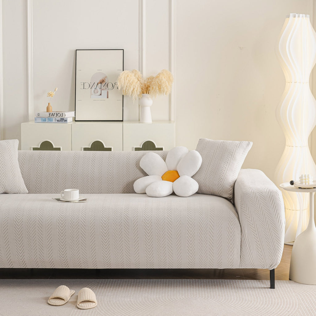 High Stretch Herringbone Textured Slipcover for Standard & L-Shaped Sectional Couches