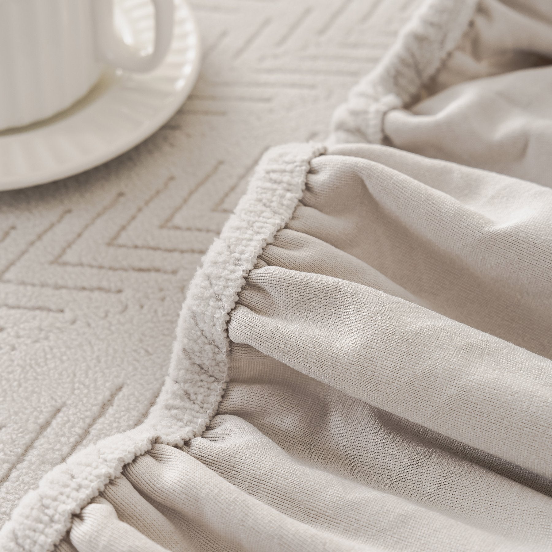 High Stretch Herringbone Textured Slipcover for Standard & L-Shaped Sectional Couches
