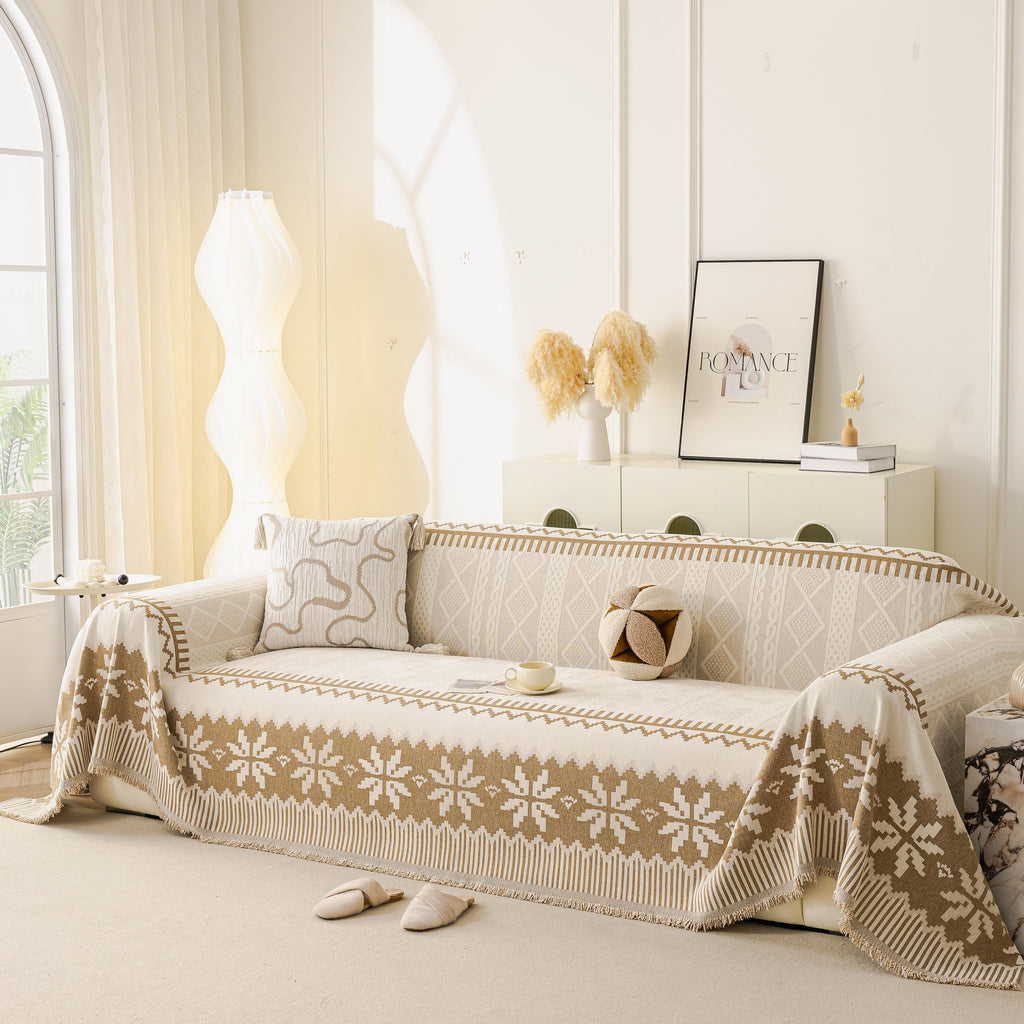 Thick Jacquard Couch Cover for Sectional Sofas, Cozy Washable Sofa Cover Throw Blanket