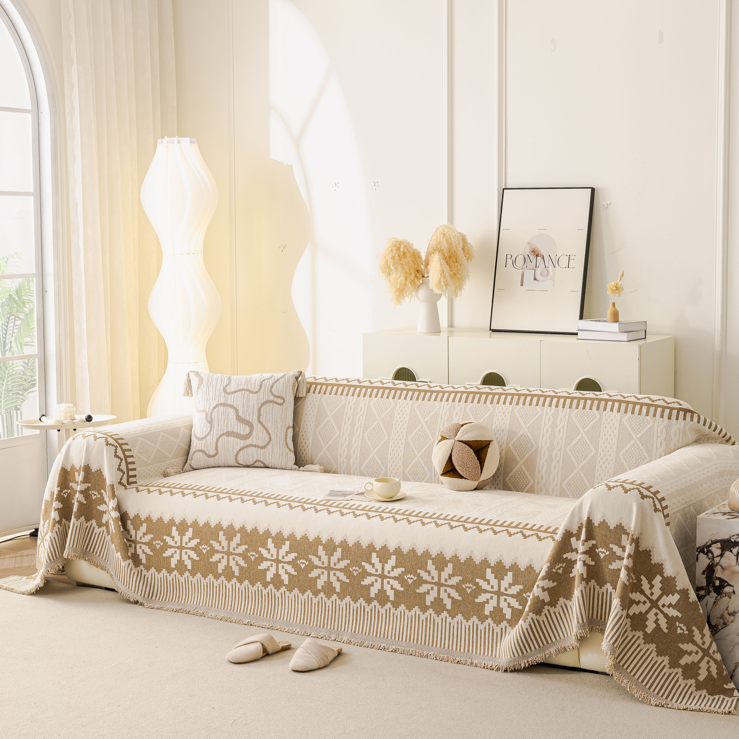Thick Jacquard Couch Cover for Sectional Sofas, Cozy Washable Sofa Cover Throw Blanket