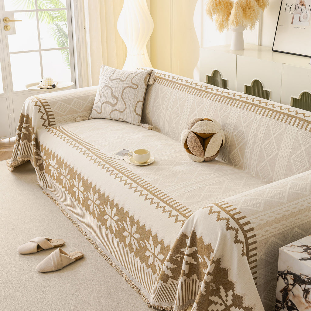 Thick Jacquard Couch Cover for Sectional Sofas, Cozy Washable Sofa Cover Throw Blanket