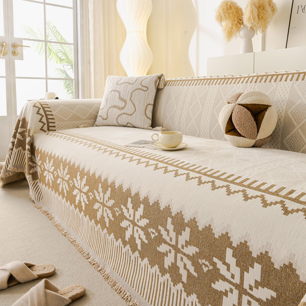Thick Jacquard Couch Cover for Sectional Sofas, Cozy Washable Sofa Cover Throw Blanket