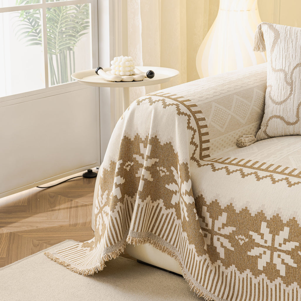 Thick Jacquard Couch Cover for Sectional Sofas, Cozy Washable Sofa Cover Throw Blanket