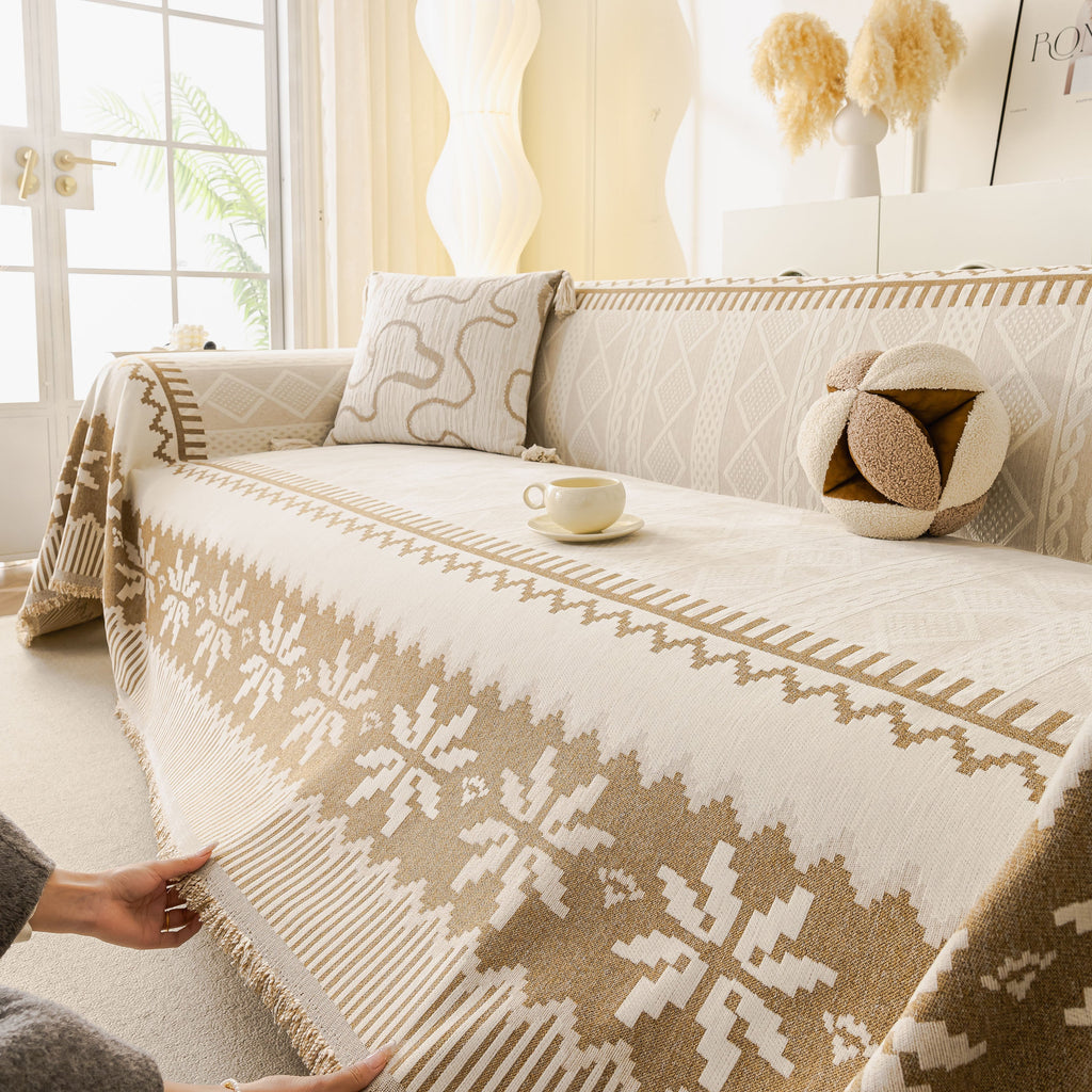 Thick Jacquard Couch Cover for Sectional Sofas, Cozy Washable Sofa Cover Throw Blanket
