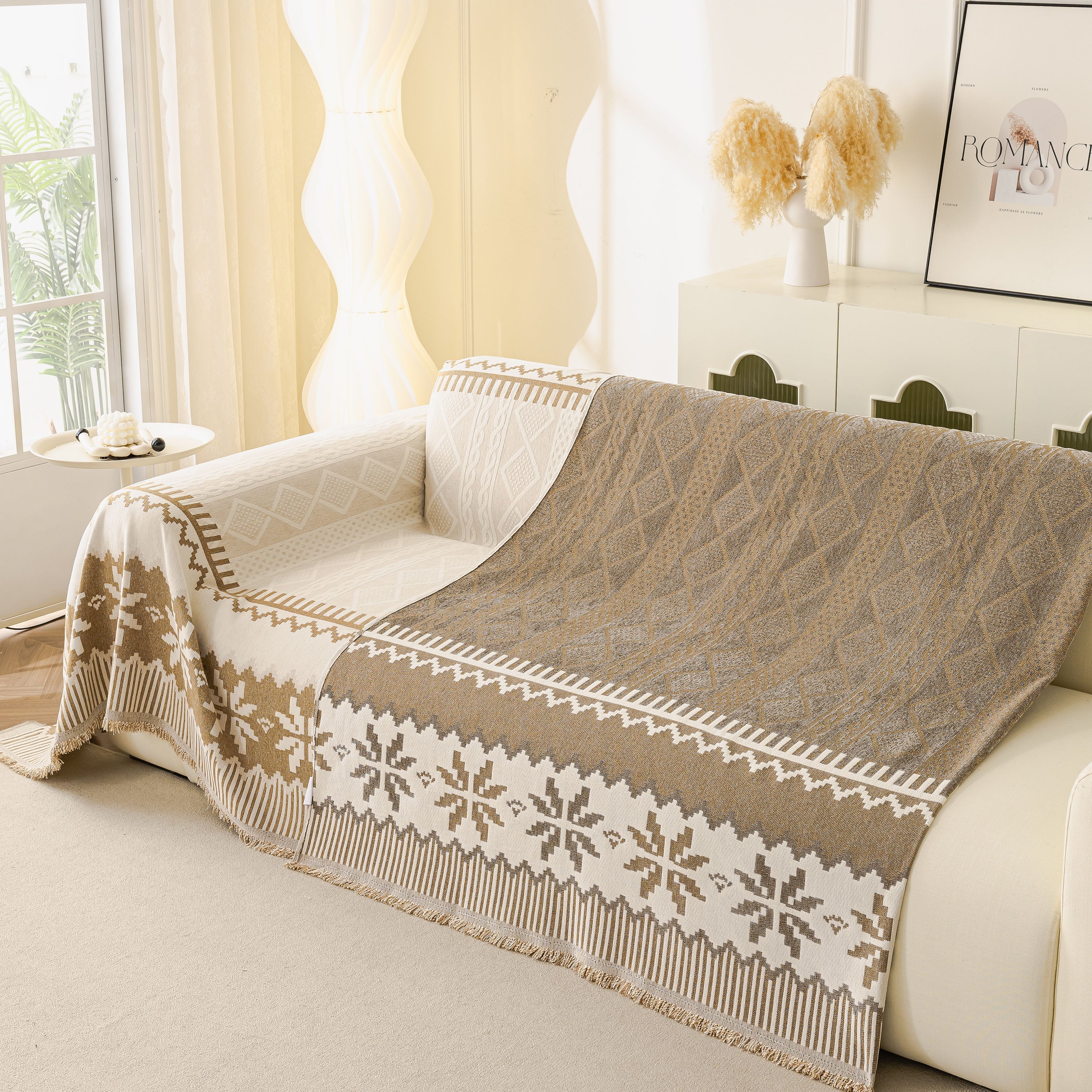 Thick Jacquard Couch Cover for Sectional Sofas, Cozy Washable Sofa Cover Throw Blanket