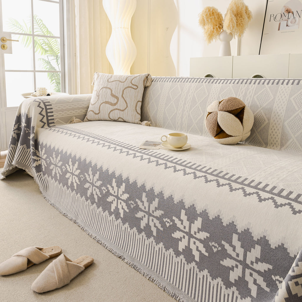 Thick Jacquard Couch Cover for Sectional Sofas, Cozy Washable Sofa Cover Throw Blanket