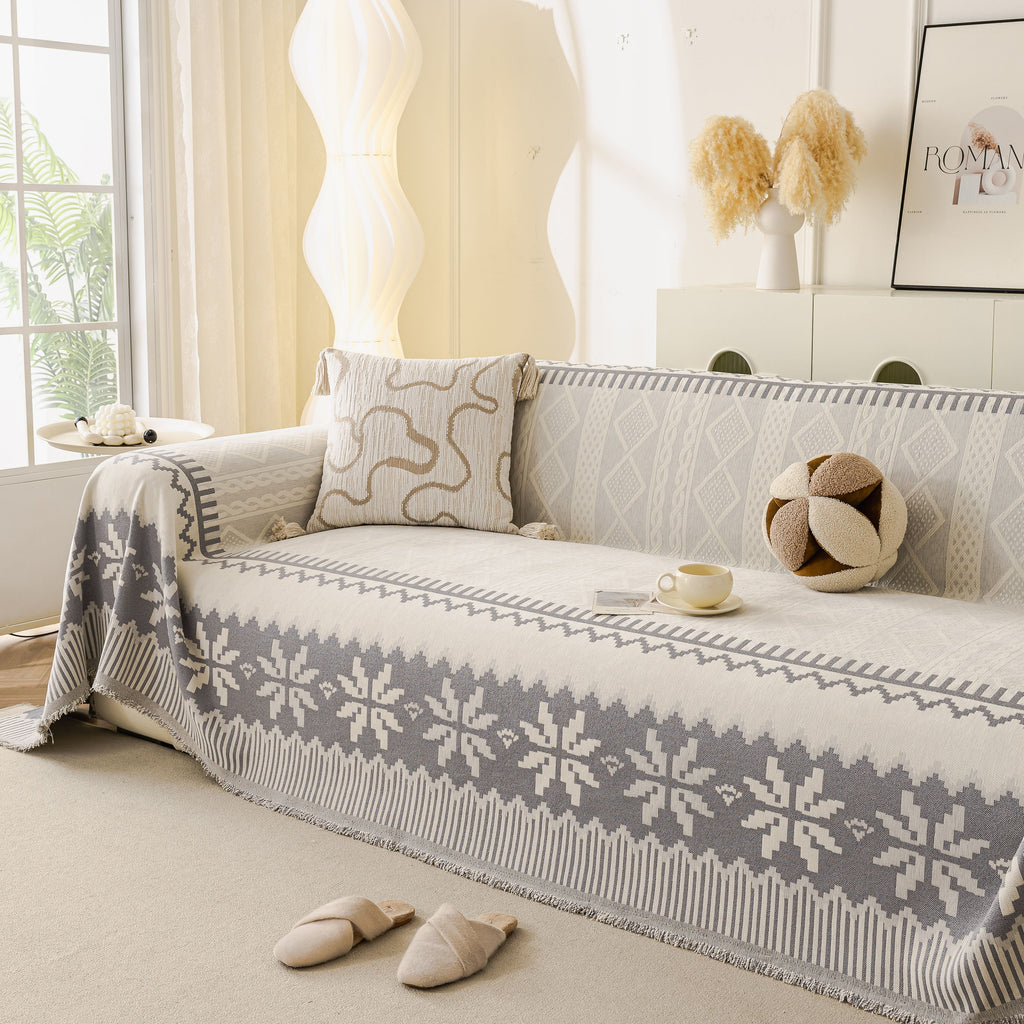 Thick Jacquard Couch Cover for Sectional Sofas, Cozy Washable Sofa Cover Throw Blanket