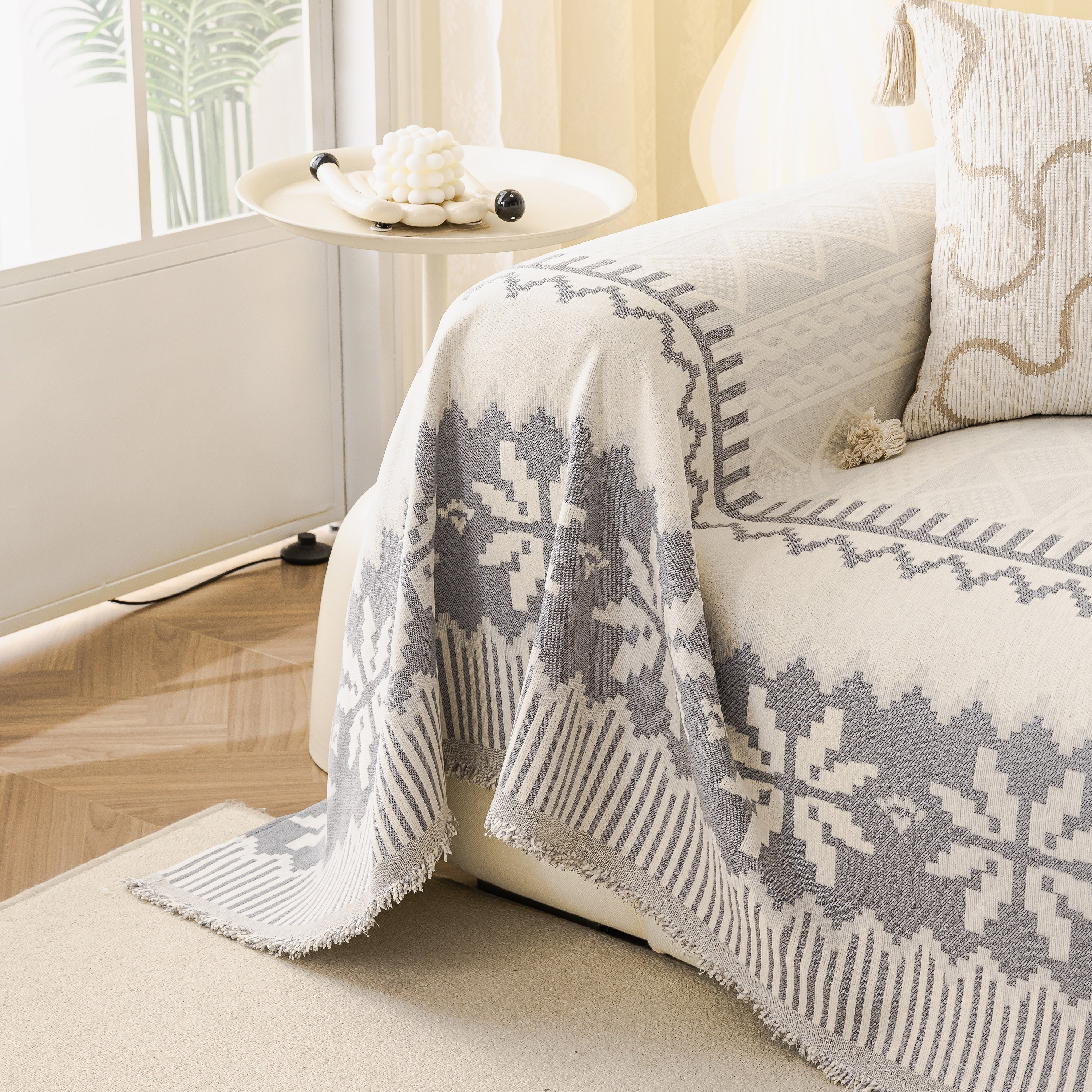 Thick Jacquard Couch Cover for Sectional Sofas, Cozy Washable Sofa Cover Throw Blanket