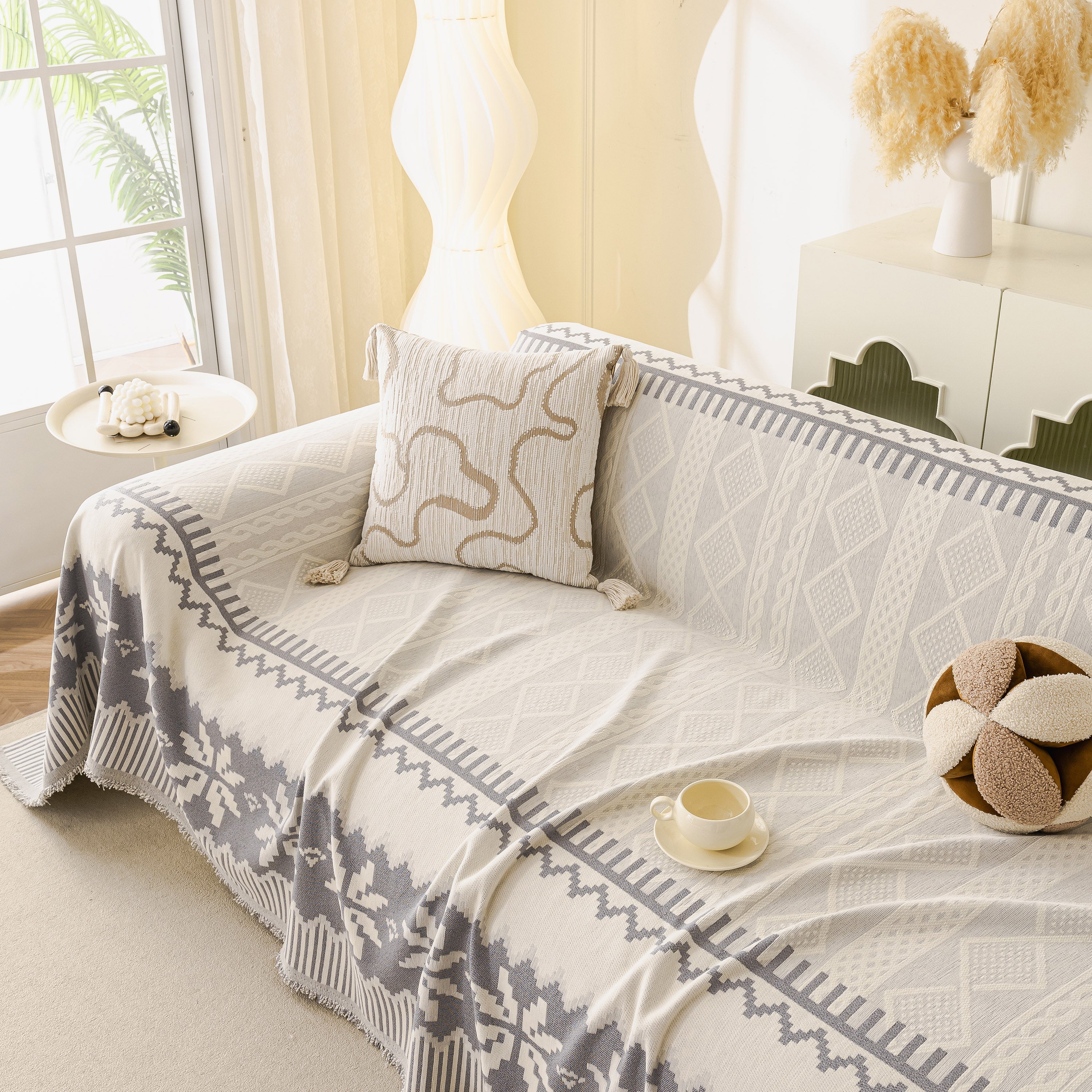 Thick Jacquard Couch Cover for Sectional Sofas, Cozy Washable Sofa Cover Throw Blanket