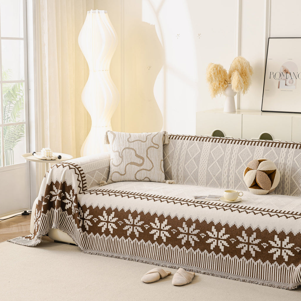 Thick Jacquard Couch Cover for Sectional Sofas, Cozy Washable Sofa Cover Throw Blanket
