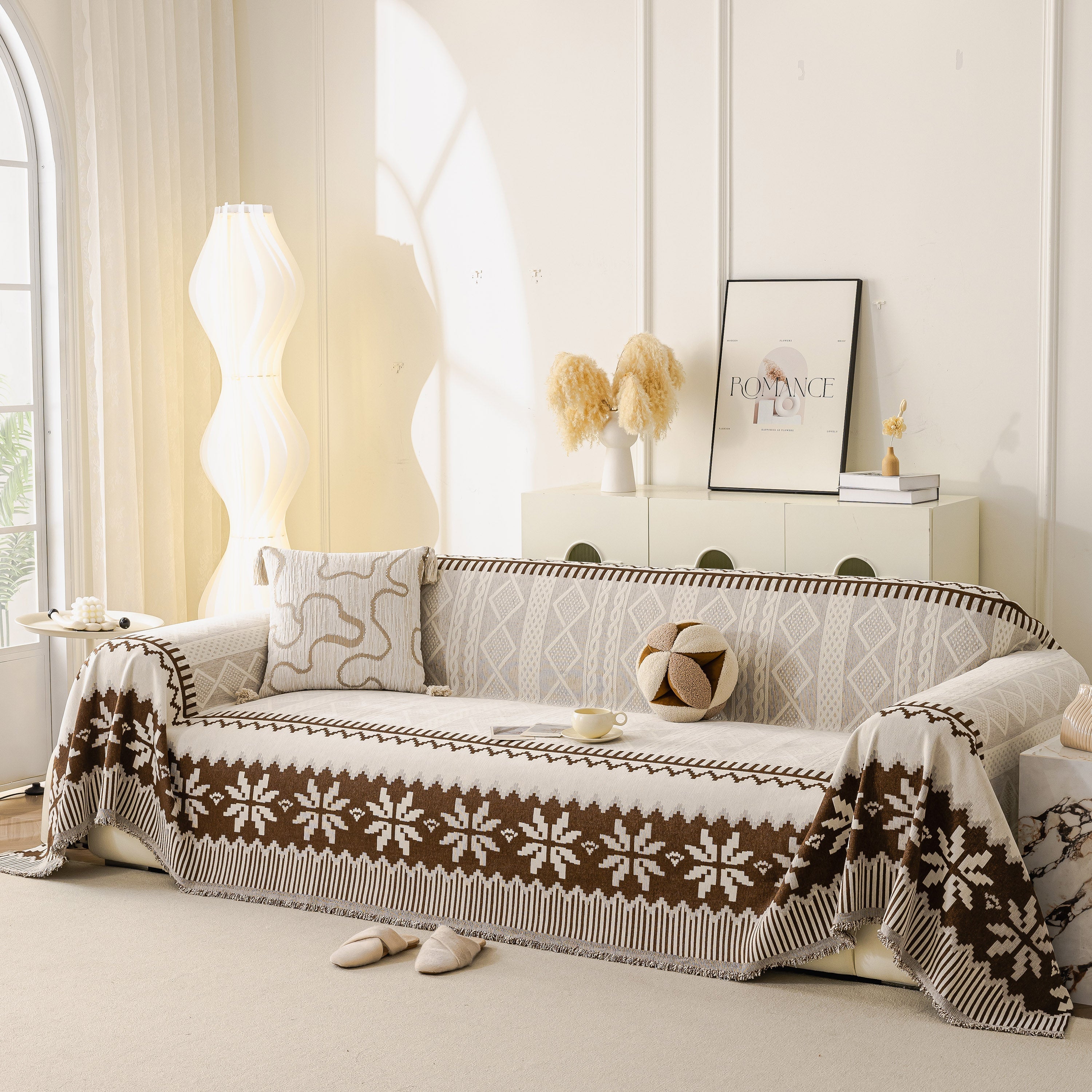 Thick Jacquard Couch Cover for Sectional Sofas, Cozy Washable Sofa Cover Throw Blanket