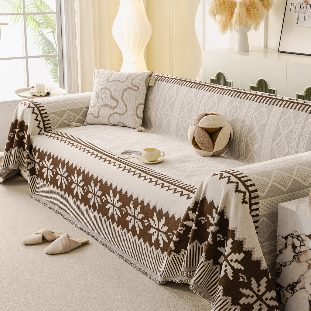 Thick Jacquard Couch Cover for Sectional Sofas, Cozy Washable Sofa Cover Throw Blanket