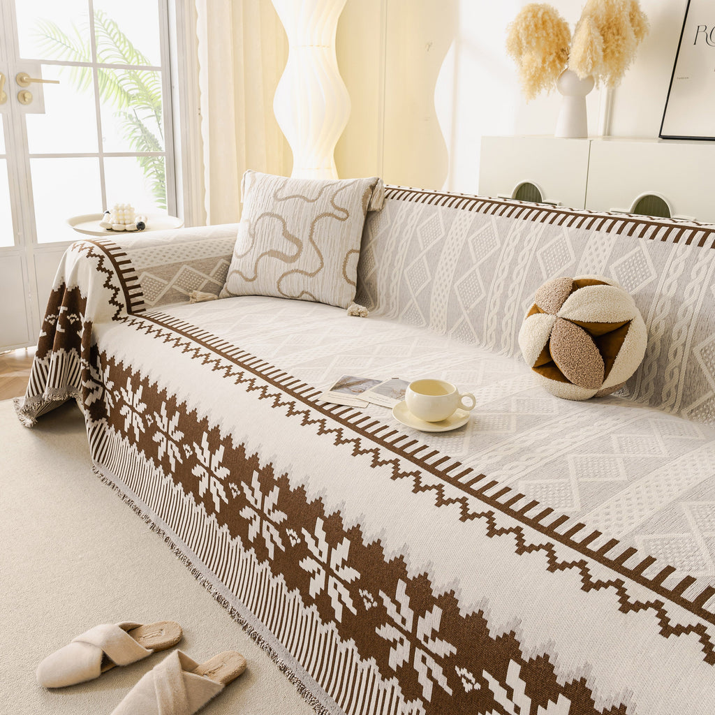 Thick Jacquard Couch Cover for Sectional Sofas, Cozy Washable Sofa Cover Throw Blanket