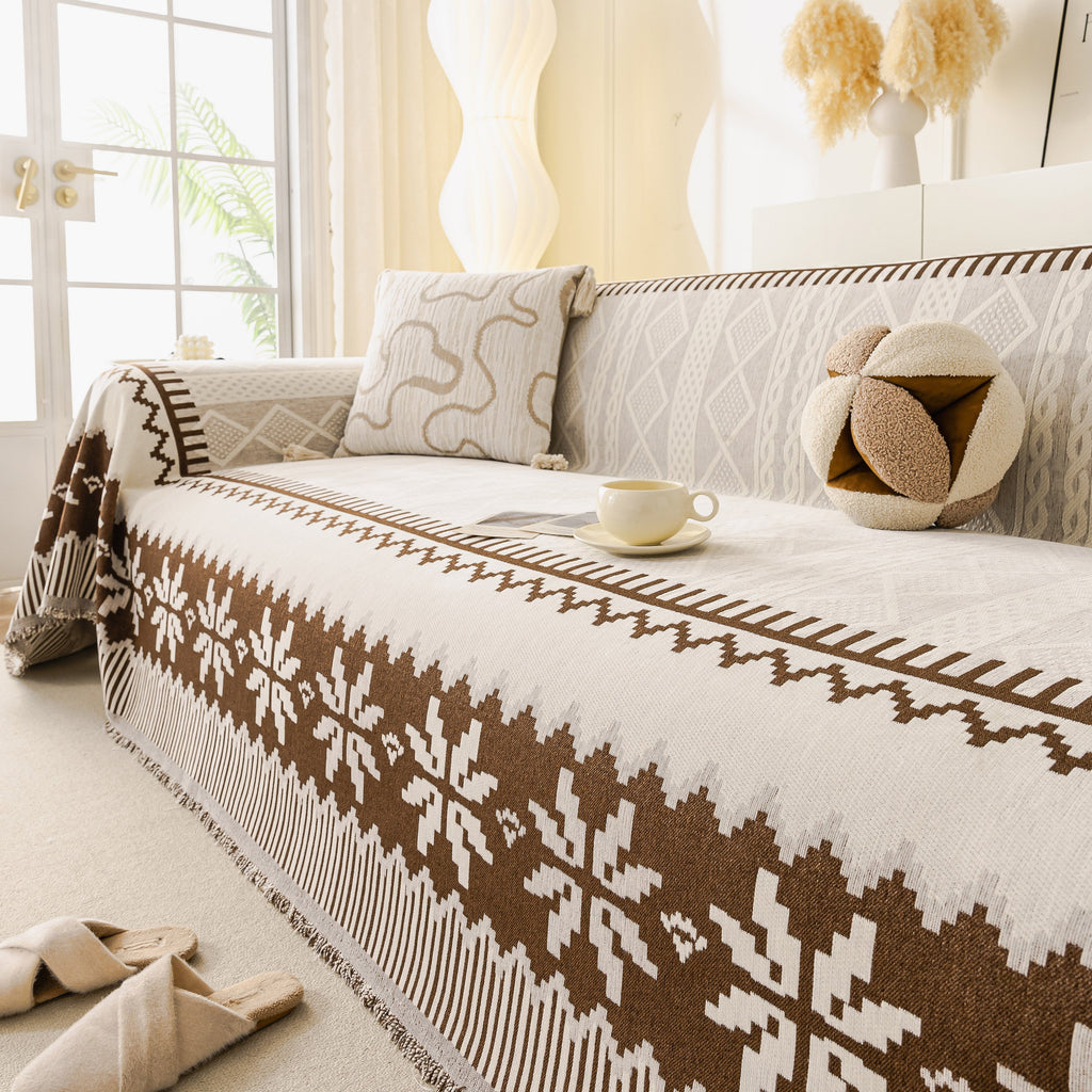 Thick Jacquard Couch Cover for Sectional Sofas, Cozy Washable Sofa Cover Throw Blanket