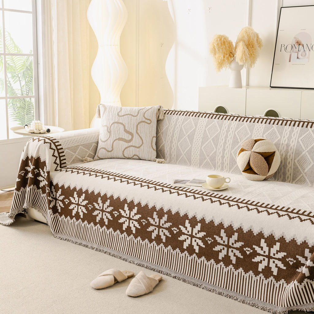 Thick Jacquard Couch Cover for Sectional Sofas, Cozy Washable Sofa Cover Throw Blanket
