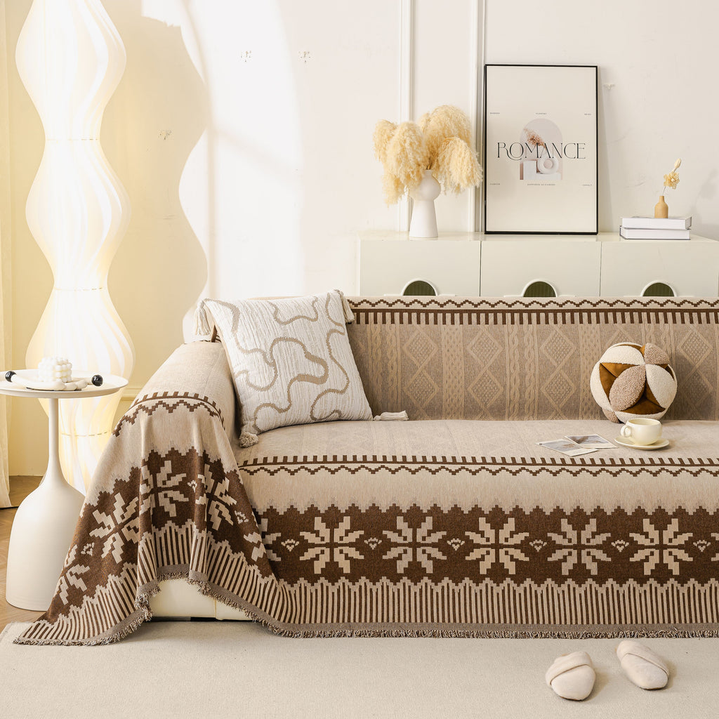 Thick Jacquard Couch Cover for Sectional Sofas, Cozy Washable Sofa Cover Throw Blanket