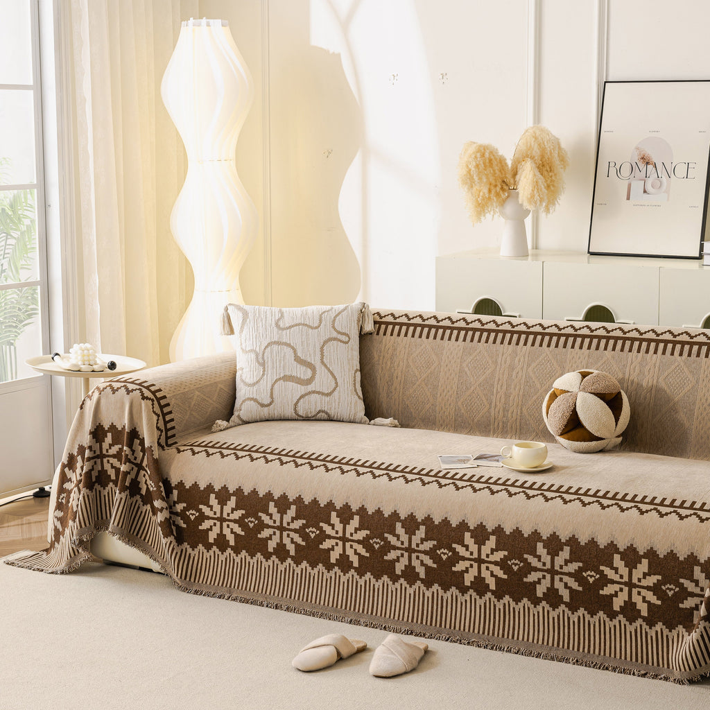 Thick Jacquard Couch Cover for Sectional Sofas, Cozy Washable Sofa Cover Throw Blanket