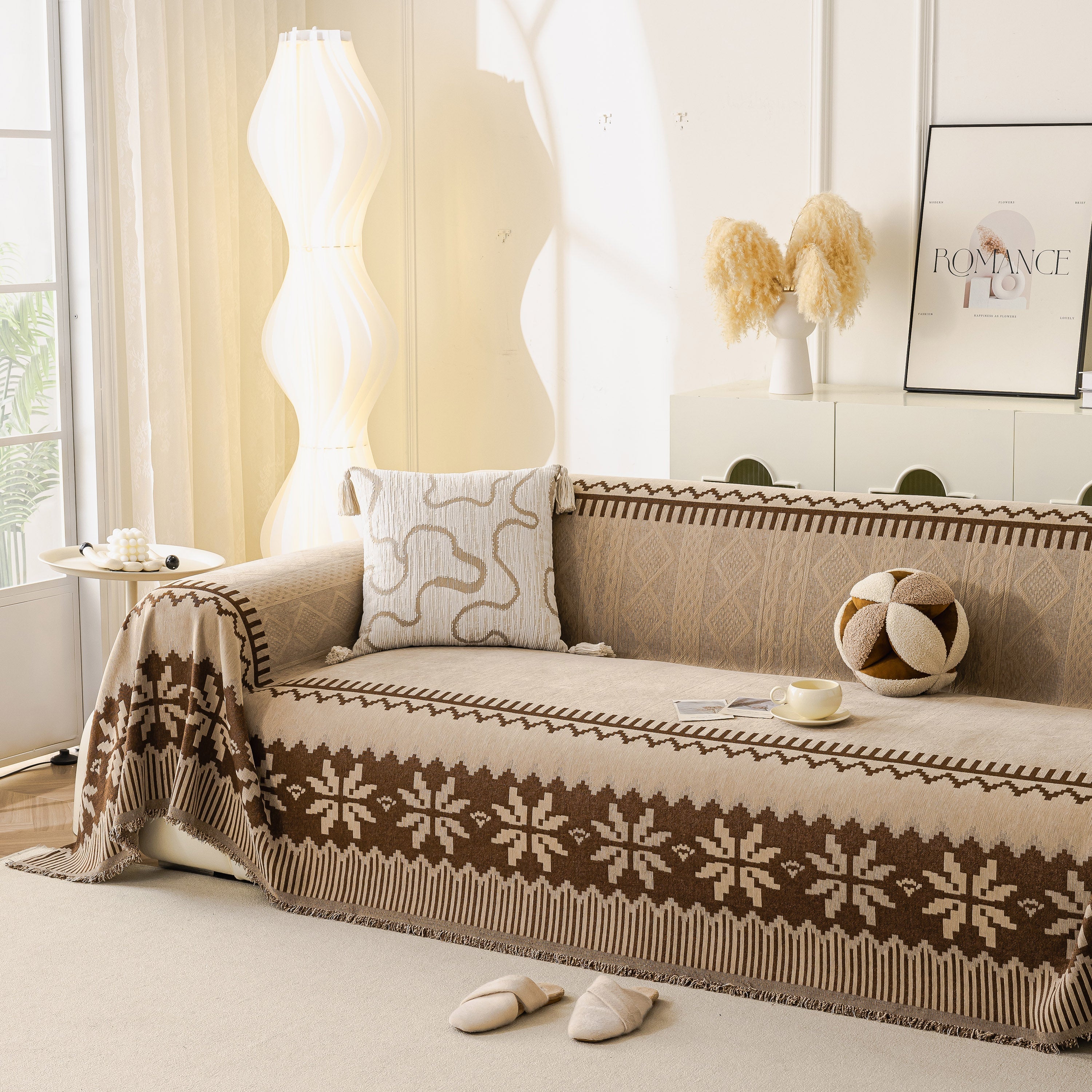 Thick Jacquard Couch Cover for Sectional Sofas, Cozy Washable Sofa Cover Throw Blanket