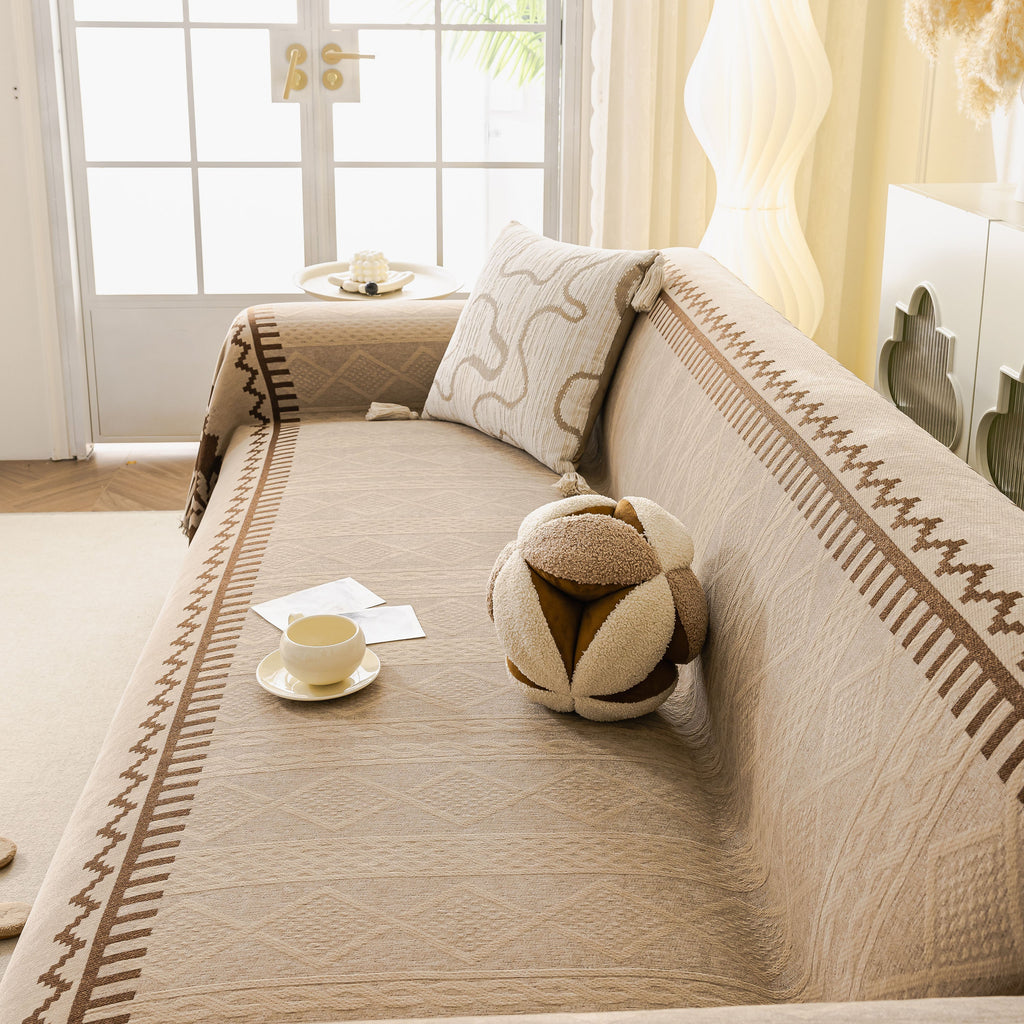 Thick Jacquard Couch Cover for Sectional Sofas, Cozy Washable Sofa Cover Throw Blanket
