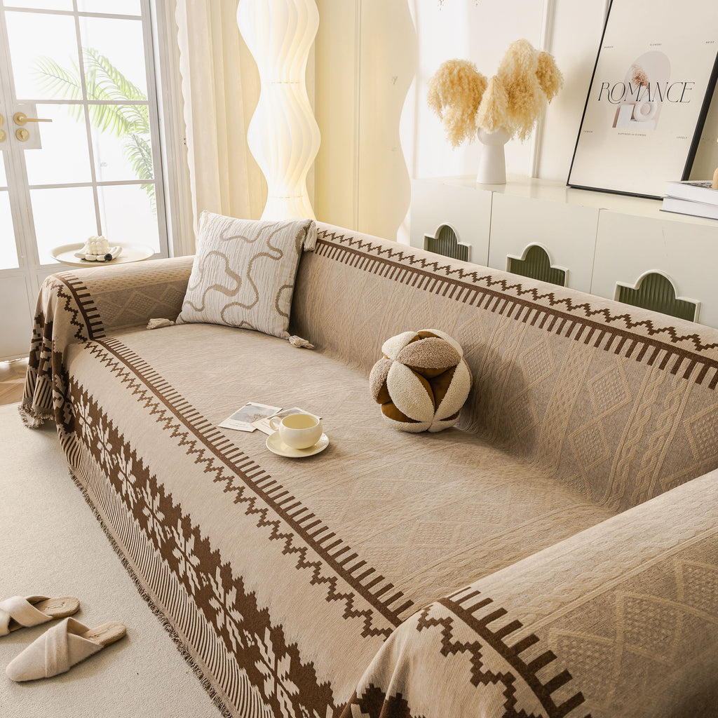Thick Jacquard Couch Cover for Sectional Sofas, Cozy Washable Sofa Cover Throw Blanket