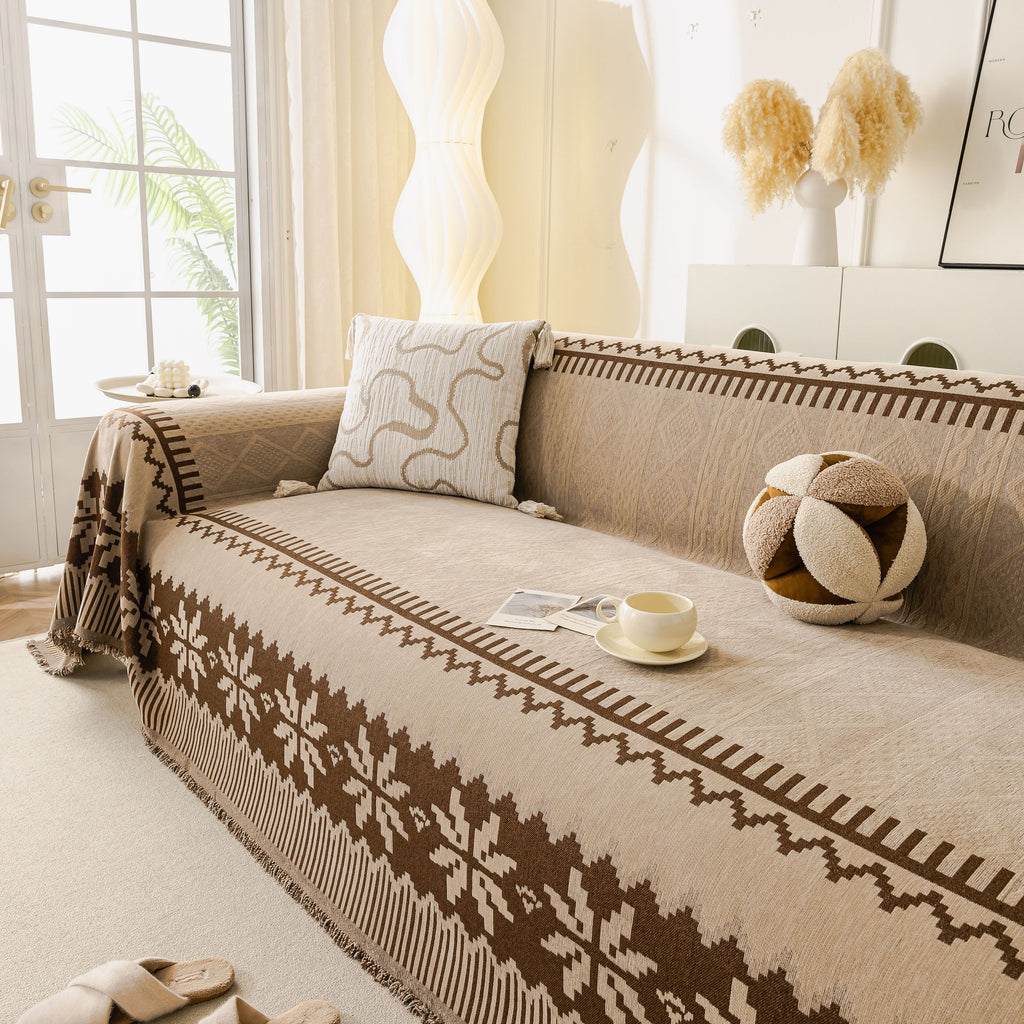 Thick Jacquard Couch Cover for Sectional Sofas, Cozy Washable Sofa Cover Throw Blanket