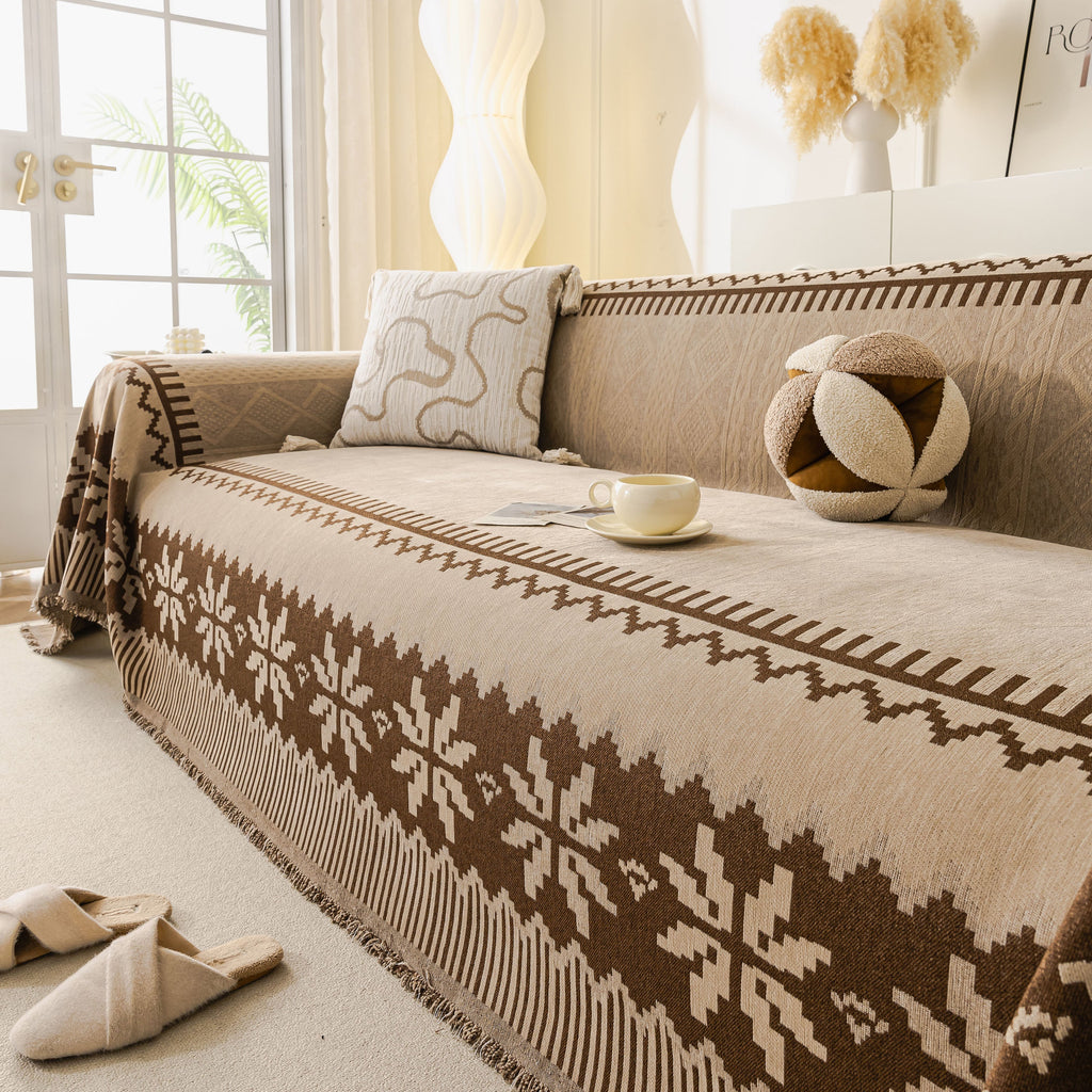 Thick Jacquard Couch Cover for Sectional Sofas, Cozy Washable Sofa Cover Throw Blanket