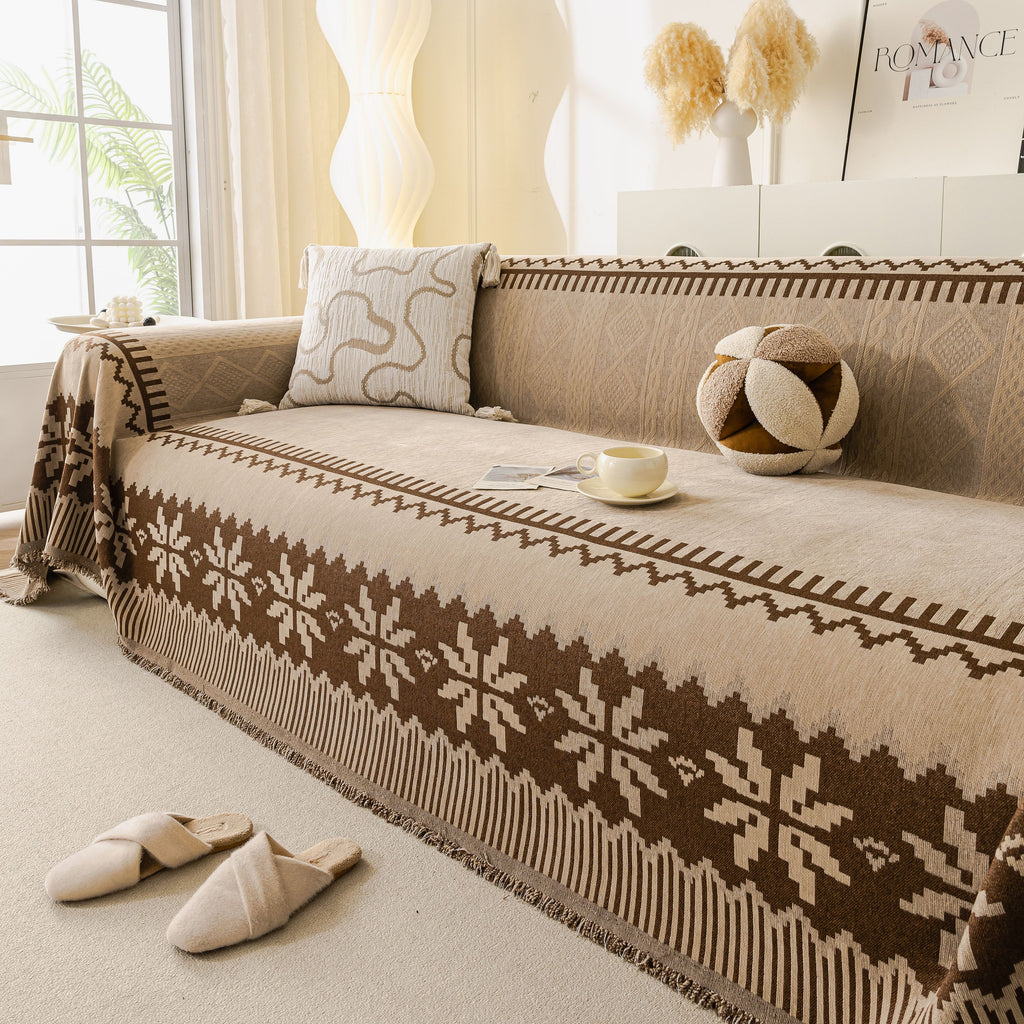 Thick Jacquard Couch Cover for Sectional Sofas, Cozy Washable Sofa Cover Throw Blanket