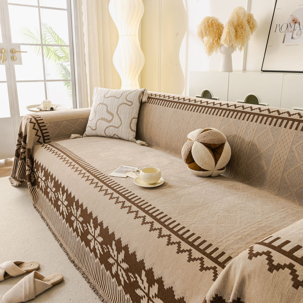 Thick Jacquard Couch Cover for Sectional Sofas, Cozy Washable Sofa Cover Throw Blanket