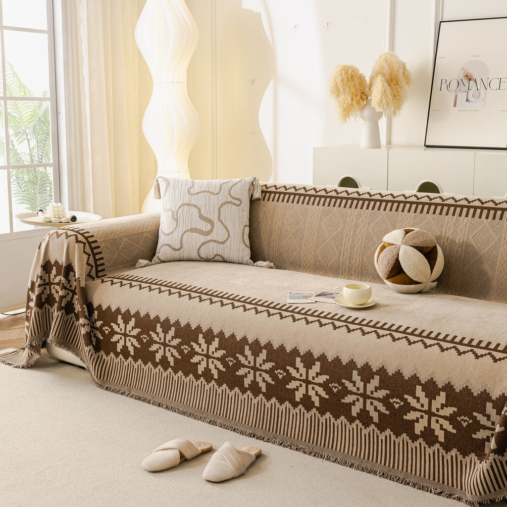 Thick Jacquard Couch Cover for Sectional Sofas, Cozy Washable Sofa Cover Throw Blanket