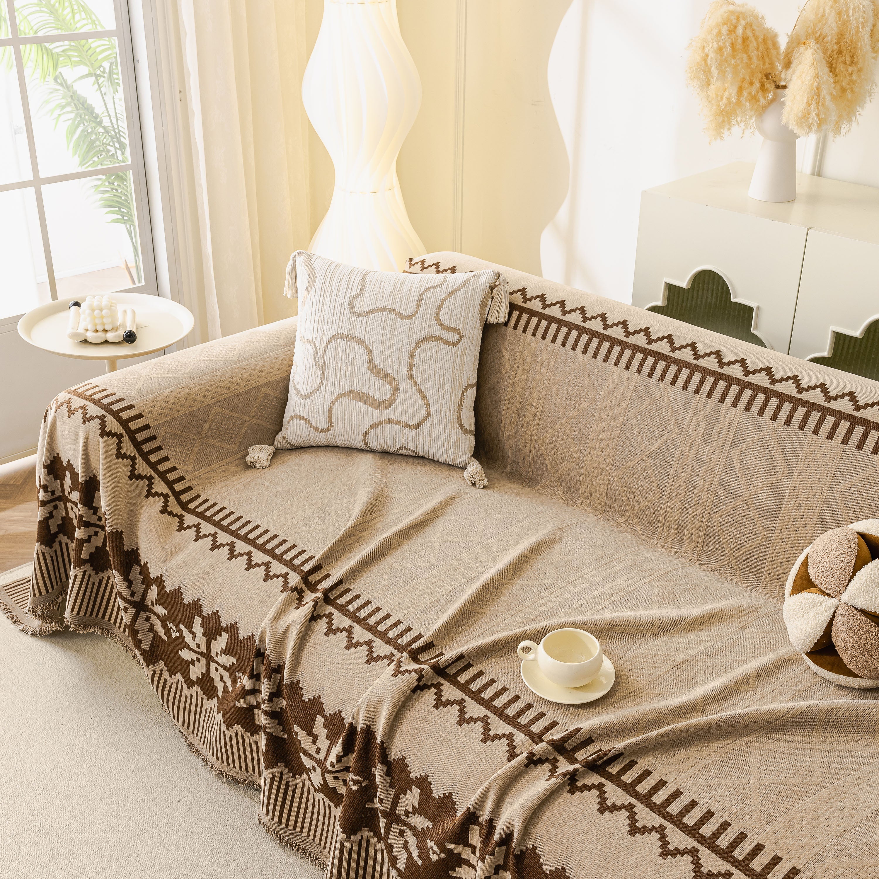 Thick Jacquard Couch Cover for Sectional Sofas, Cozy Washable Sofa Cover Throw Blanket