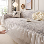 French Chic Style Ruffle Floral Cover Throws for Sofas, Decorative Couch Covers