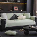 Houndstooth Ice Silk Breathable Sofa Cover, Modern Non-Slip Summer Couch Protector