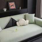 Houndstooth Ice Silk Breathable Sofa Cover, Modern Non-Slip Summer Couch Protector