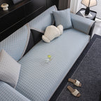 Houndstooth Ice Silk Breathable Sofa Cover, Modern Non-Slip Summer Couch Protector