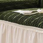Soft Warm Flannel Couch Cover Throw Blanket with French Flounce, Beautiful Furniture Throws for Sofas
