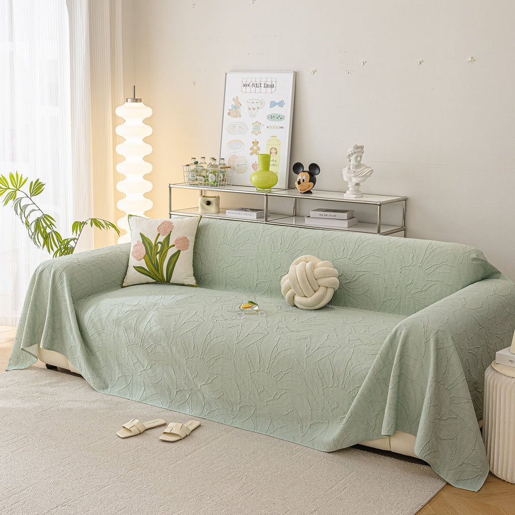 Durable Cooling Couch Cover for Dogs Textured Chic Leaf Summer Throw Cover Blanket
