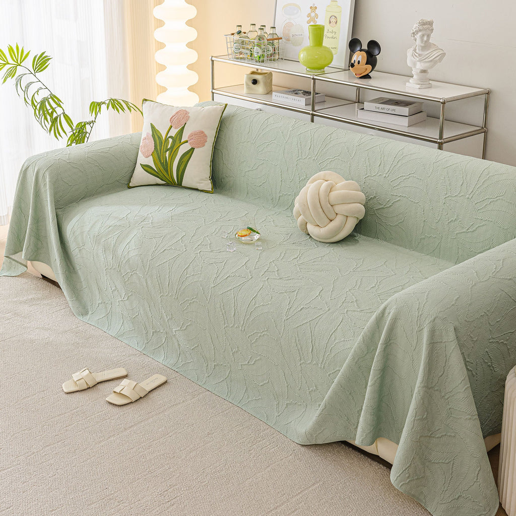Durable Cooling Couch Cover for Dogs Textured Chic Leaf Summer Throw Cover Blanket